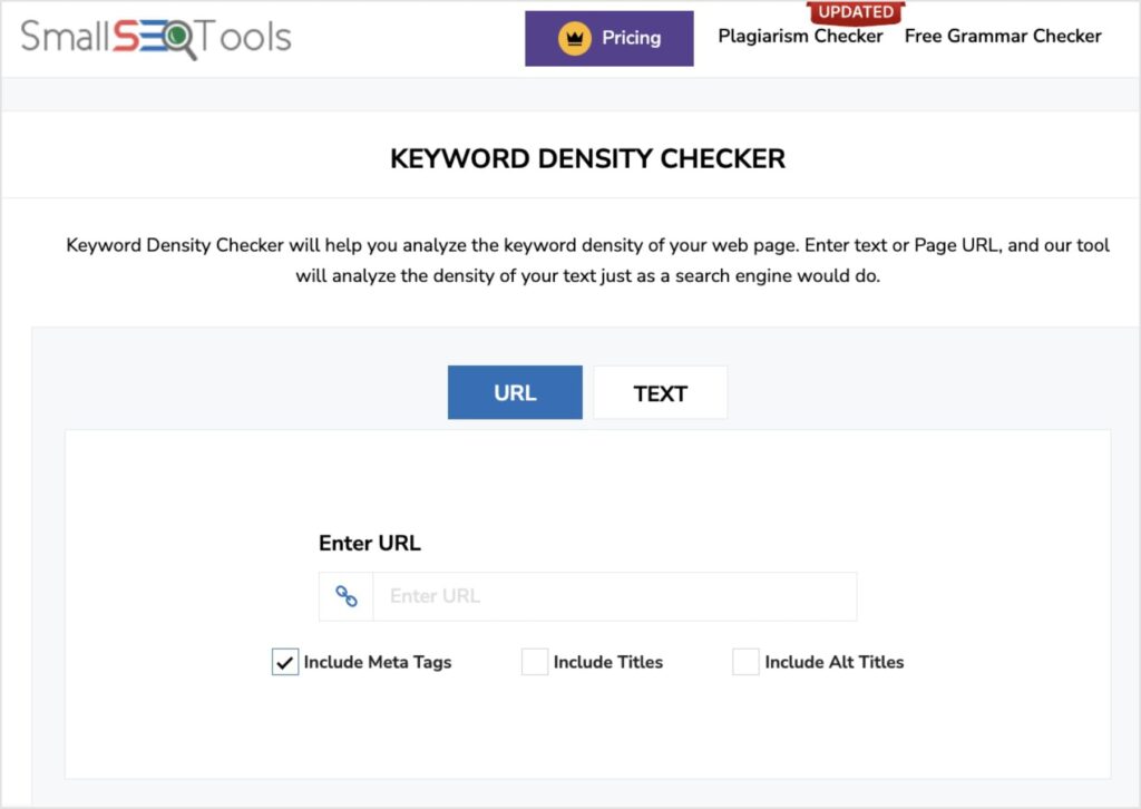 Small Seo Tools Keyword Density Checker